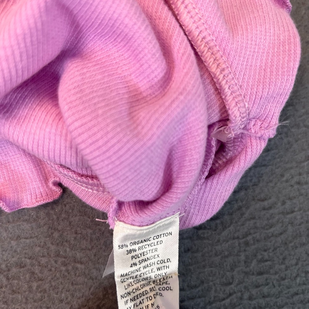 Abound Solid Pink Womens XS Tie Detail Crop Tank Top Cinched Ruffle Hem Ribbed - Picture 3 of 8